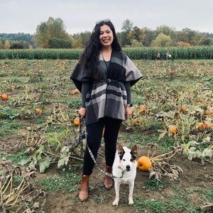 Flannel poncho jacket